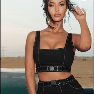 SOLD Black stitched crop top